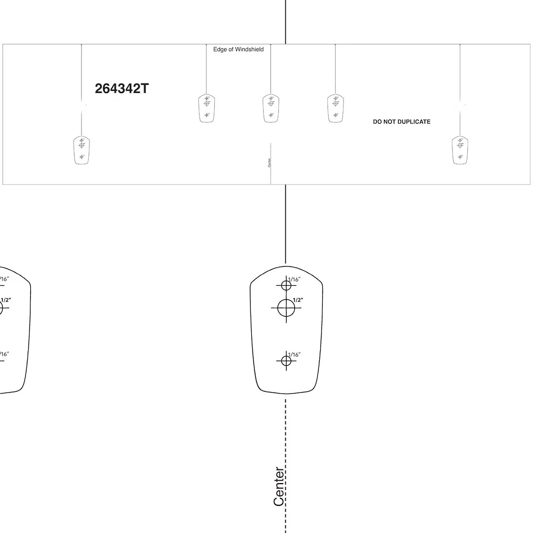 264342T – RECON ACCESS Roof Marker Light Installation Template, For Installing 264342 Series Cab Roof Lights Into Pic...
